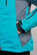 Оптом Горнолыжная куртка женская зимняя большого размера бирюзового цвета 2272-3Br в Казани, фото 6