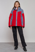 Оптом Горнолыжная куртка женская зимняя большого размера красного цвета 2272-3Kr в Казани, фото 2