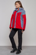 Оптом Горнолыжная куртка женская зимняя большого размера красного цвета 2272-3Kr в Казани, фото 3