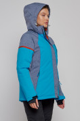 Оптом Горнолыжная куртка женская зимняя большого размера синего цвета 2272-3S в Казани, фото 12