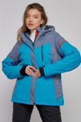 Оптом Горнолыжная куртка женская зимняя большого размера синего цвета 2272-3S в Екатеринбурге, фото 3