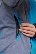 Оптом Горнолыжная куртка женская зимняя большого размера синего цвета 2272-3S в Казани, фото 7