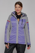 Оптом Горнолыжная куртка женская зимняя фиолетового цвета 2272F