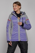 Оптом Горнолыжная куртка женская зимняя фиолетового цвета 2272F в Казани, фото 2