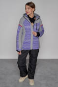 Оптом Горнолыжная куртка женская зимняя фиолетового цвета 2272F в Сочи, фото 3