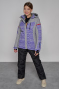 Оптом Горнолыжная куртка женская зимняя фиолетового цвета 2272F, фото 4