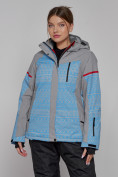 Оптом Горнолыжная куртка женская зимняя голубого цвета 2272Gl, фото 2