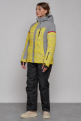 Оптом Горнолыжная куртка женская зимняя желтого цвета 2272J, фото 10