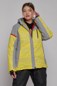 Оптом Горнолыжная куртка женская зимняя желтого цвета 2272J, фото 3