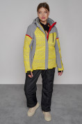 Оптом Горнолыжная куртка женская зимняя желтого цвета 2272J в Самаре, фото 4
