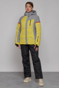 Оптом Горнолыжная куртка женская зимняя желтого цвета 2272J, фото 9