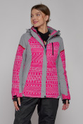 Оптом Горнолыжная куртка женская зимняя розового цвета 2272R в Сочи