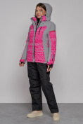 Оптом Горнолыжная куртка женская зимняя розового цвета 2272R в Омске, фото 10