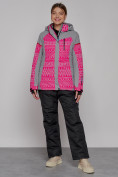 Оптом Горнолыжная куртка женская зимняя розового цвета 2272R в Казани, фото 12