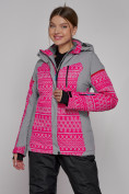 Оптом Горнолыжная куртка женская зимняя розового цвета 2272R, фото 2