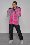 Оптом Горнолыжная куртка женская зимняя розового цвета 2272R в Ярославле, фото 4
