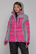 Оптом Горнолыжная куртка женская зимняя розового цвета 2272R в Барнауле, фото 8