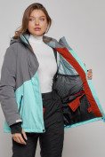 Оптом Горнолыжная куртка женская зимняя большого размера бирюзового цвета 2278Br в Екатеринбурге, фото 11