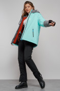Оптом Горнолыжная куртка женская зимняя большого размера бирюзового цвета 2278Br в Екатеринбурге, фото 15