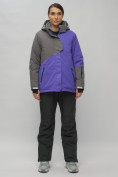 Оптом Горнолыжная куртка женская зимняя большого размера фиолетового цвета 2278F в Казани, фото 10