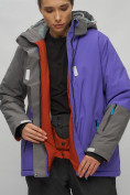 Оптом Горнолыжная куртка женская зимняя большого размера фиолетового цвета 2278F в Казани, фото 5