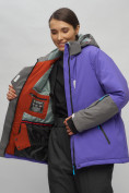 Оптом Горнолыжная куртка женская зимняя большого размера фиолетового цвета 2278F в Казани, фото 6