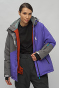 Оптом Горнолыжная куртка женская зимняя большого размера фиолетового цвета 2278F в Казани, фото 8