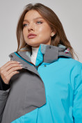 Оптом Горнолыжная куртка женская зимняя большого размера голубого цвета 2278Gl в Екатеринбурге, фото 11