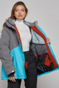 Оптом Горнолыжная куртка женская зимняя большого размера голубого цвета 2278Gl в Екатеринбурге, фото 14