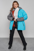Оптом Горнолыжная куртка женская зимняя большого размера голубого цвета 2278Gl в Екатеринбурге, фото 19