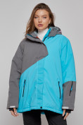 Оптом Горнолыжная куртка женская зимняя большого размера голубого цвета 2278Gl в Екатеринбурге