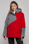 Оптом Горнолыжная куртка женская зимняя большого размера красного цвета 2278Kr в Екатеринбурге