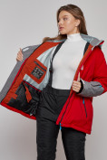 Оптом Горнолыжная куртка женская зимняя большого размера красного цвета 2278Kr в Екатеринбурге, фото 16