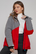Оптом Горнолыжная куртка женская зимняя большого размера красного цвета 2278Kr в Екатеринбурге, фото 19