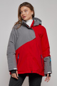 Оптом Горнолыжная куртка женская зимняя большого размера красного цвета 2278Kr в Екатеринбурге, фото 2
