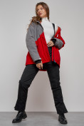 Оптом Горнолыжная куртка женская зимняя большого размера красного цвета 2278Kr в Екатеринбурге, фото 21