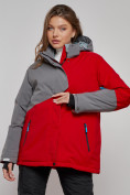 Оптом Горнолыжная куртка женская зимняя большого размера красного цвета 2278Kr в Екатеринбурге, фото 3
