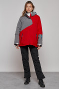 Оптом Горнолыжная куртка женская зимняя большого размера красного цвета 2278Kr в Екатеринбурге, фото 4