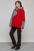 Оптом Горнолыжная куртка женская зимняя большого размера красного цвета 2278Kr в Екатеринбурге, фото 5