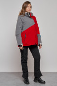 Оптом Горнолыжная куртка женская зимняя большого размера красного цвета 2278Kr в Екатеринбурге, фото 6