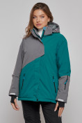 Оптом Горнолыжная куртка женская зимняя большого размера темно-зеленого цвета 2278TZ в Екатеринбурге