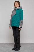 Оптом Горнолыжная куртка женская зимняя большого размера темно-зеленого цвета 2278TZ в Екатеринбурге, фото 10