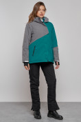 Оптом Горнолыжная куртка женская зимняя большого размера темно-зеленого цвета 2278TZ в Екатеринбурге, фото 11