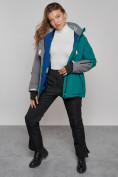 Оптом Горнолыжная куртка женская зимняя большого размера темно-зеленого цвета 2278TZ в Екатеринбурге, фото 18