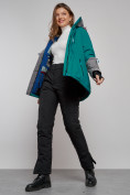 Оптом Горнолыжная куртка женская зимняя большого размера темно-зеленого цвета 2278TZ в Екатеринбурге, фото 19