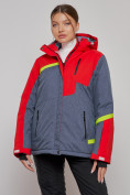 Оптом Горнолыжная куртка женская зимняя большого размера красного цвета 2282-1Kr в Екатеринбурге