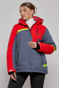 Оптом Горнолыжная куртка женская зимняя большого размера красного цвета 2282-1Kr в Екатеринбурге, фото 2