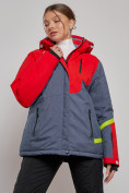 Оптом Горнолыжная куртка женская зимняя большого размера красного цвета 2282-1Kr в Екатеринбурге, фото 3