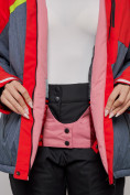 Оптом Горнолыжная куртка женская зимняя большого размера красного цвета 2282-1Kr в Екатеринбурге, фото 8