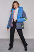Оптом Горнолыжная куртка женская зимняя большого размера синего цвета 2282-1S в Екатеринбурге, фото 13